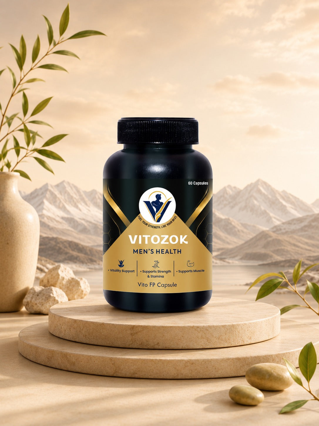Vitozok Men's Health Capsules — Ayurvedic Vitality, Strength & Stamina Support | 60 Capsules